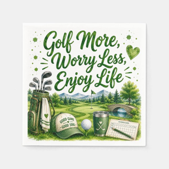 En Papier Serviette aquarelle de golf drôle et rigolade (Devant)