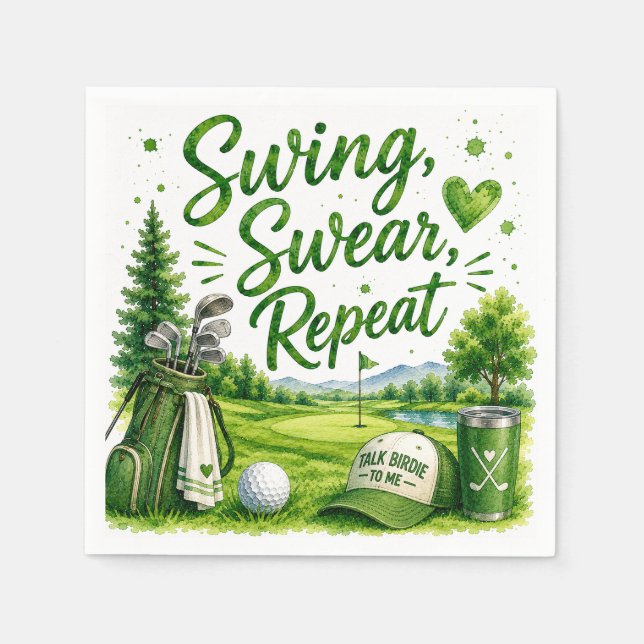 En Papier Serviette aquarelle de golf drôle et rigolade (Devant)