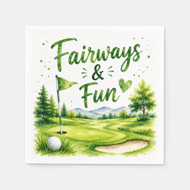 En Papier Serviette aquarelle de golf drôle et rigolade (Devant)
