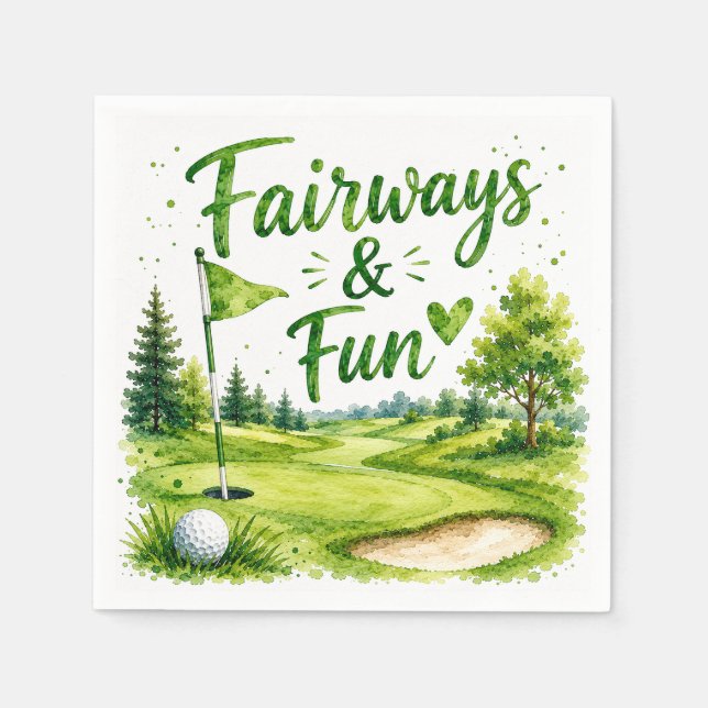 En Papier Serviette aquarelle de golf drôle et rigolade (Devant)