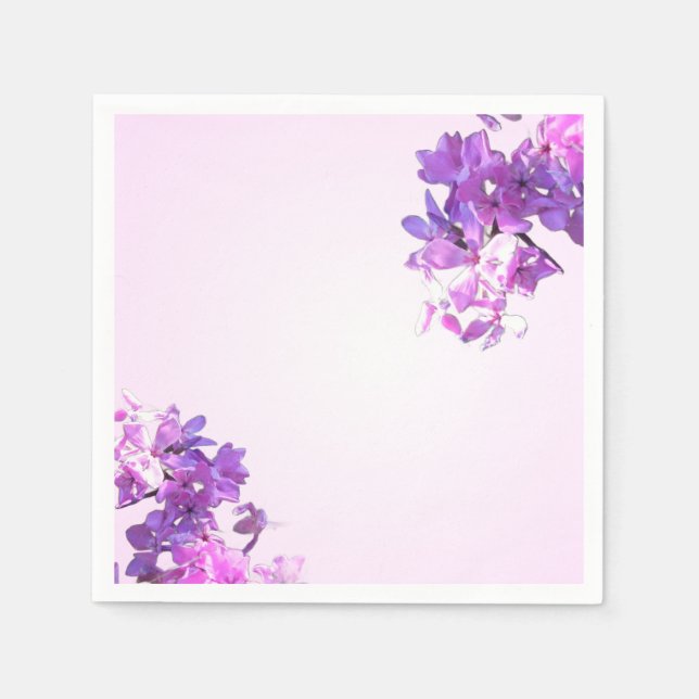 En Papier Serviette avec dégradé rose et blanc et fleurs (Devant)