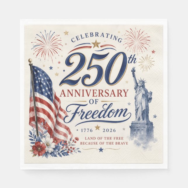 En Papier Serviette Célébrant 250 Ans de Liberté (Devant)
