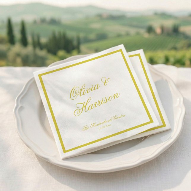 En Papier Serviette Citrus Mariage Jaune Écriture Élégante (Créateur téléchargé)