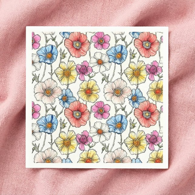 En Papier serviette colorée aux fleurs sauvages (Créateur téléchargé)