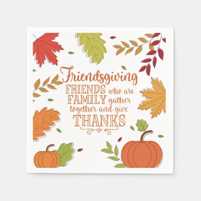 En Papier Serviette Colorée de Friendsgiving Moderne (Devant)