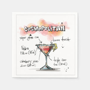 En Papier Serviette cosmopolite de cocktail de recette de