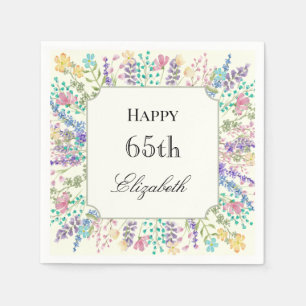 En Papier Serviette d'anniversaire 65 ans à motif floral col