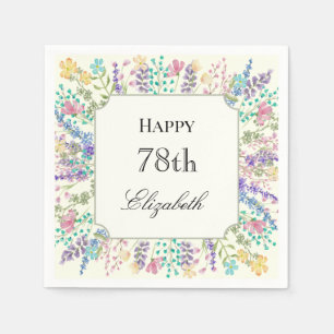 En Papier Serviette d'anniversaire 78 ans à motif floral col