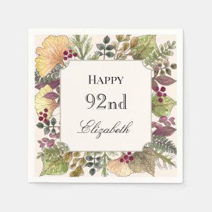 En Papier Serviette d'anniversaire 92 ans Feuilles d'automne