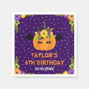En Papier Serviette d'anniversaire citrouille Halloween noir