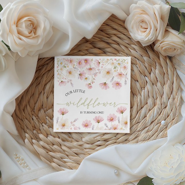 En Papier Serviette d'anniversaire florale Boho Wildflower (Créateur téléchargé)