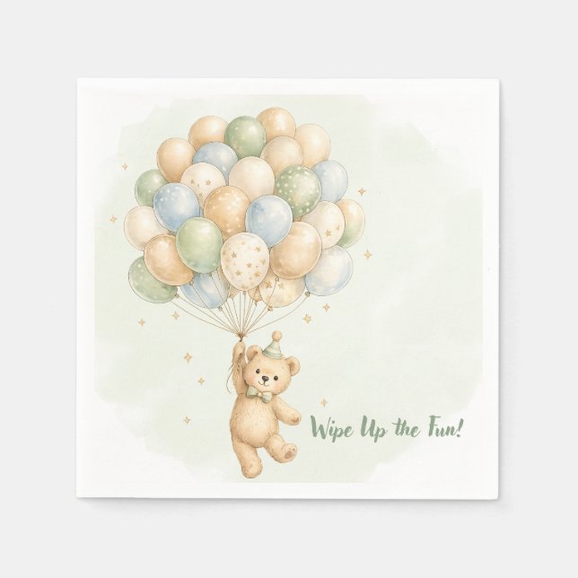 En Papier Serviette d'anniversaire Ourson (Devant)