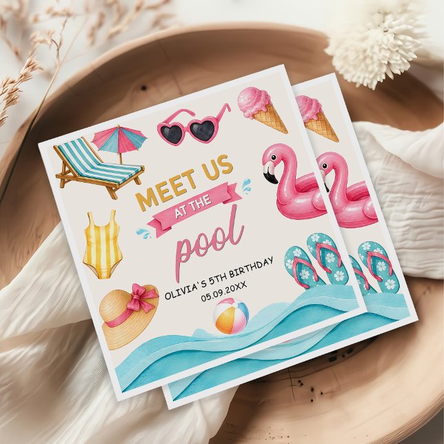 En Papier Serviette d'anniversaire pour piscine d'été (Créateur téléchargé)