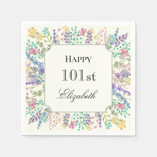 En Papier Serviette de 101e anniversaire à motif floral colo