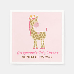 En Papier Serviette de baby shower personnalisée Girafe rose