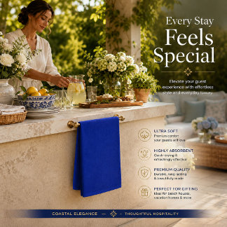 En Papier Serviette de bain minimaliste bleu royal