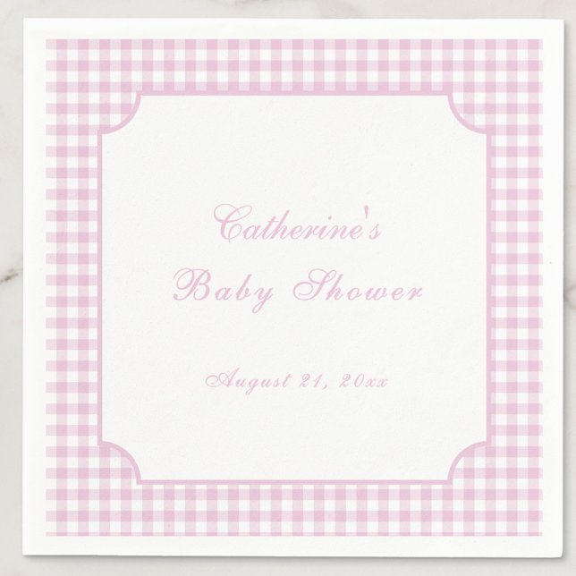 En Papier Serviette de bébé rose à carreaux classique pour b (Créateur téléchargé)