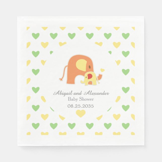 En Papier Serviette de bébé thème éléphant neutre (Devant)