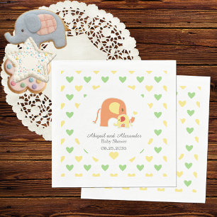 En Papier Serviette de bébé thème éléphant neutre