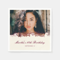 Serviette de bienvenue anniversaire florale bordea