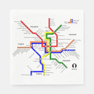 En Papier Serviette de carte de souterrain de Washington DC