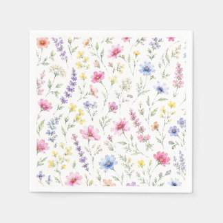 En Papier Serviette de cocktail à fleurs sauvages aquarelle