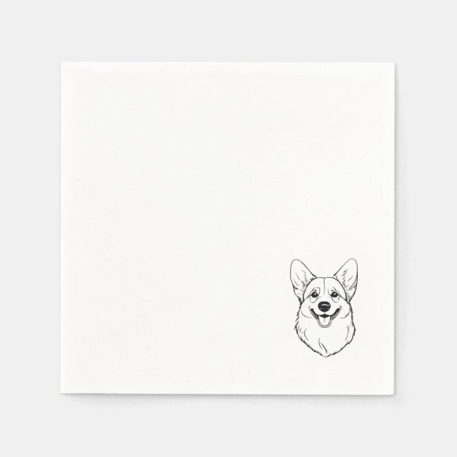 En Papier Serviette de cocktail Corgi (Devant)