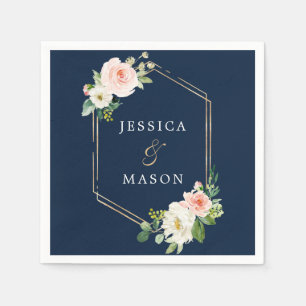 En Papier Serviette de cocktail de mariage à teinte dorée et