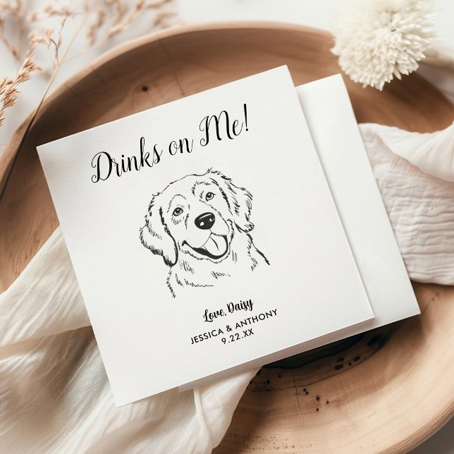En Papier Serviette de cocktail de mariage pour chien modern (Créateur téléchargé)