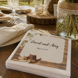 En Papier Serviette de cocktail de mariage western Country C