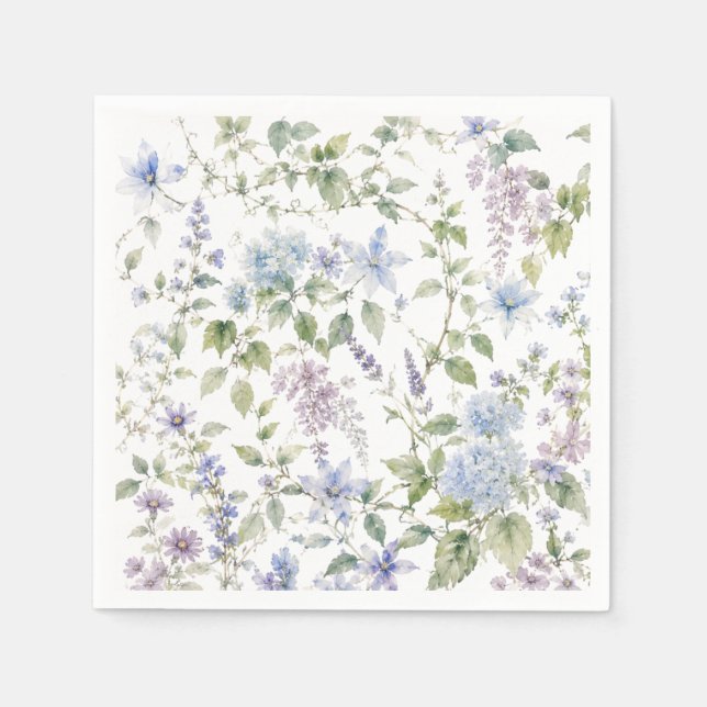En Papier Serviette de cocktail Fleur sauvage bleue (Devant)