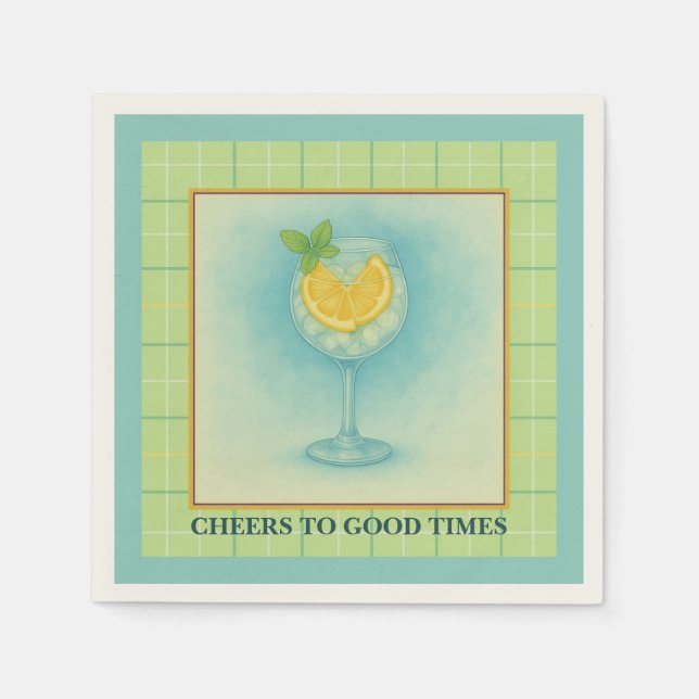 En Papier Serviette de Cocktail | Gin & Citron Divertissemen (Devant)