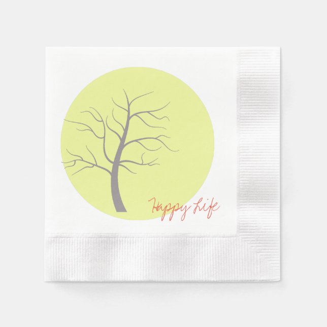 En Papier Serviette de cocktail Happy Life Sunny Tree (Devant)