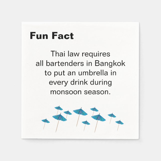 En Papier serviette de cocktail Monsoon Umbrella Fun Fact (Devant)