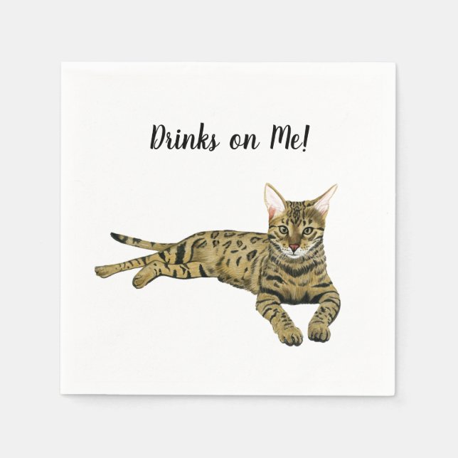 En Papier Serviette de cocktail personnalisée pour chat (Devant)