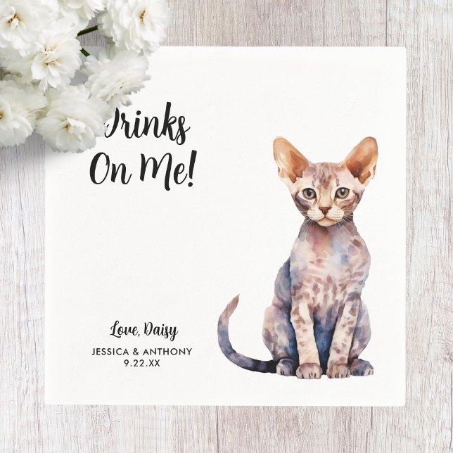 En Papier Serviette de cocktail pour mariage de chat (Créateur téléchargé)