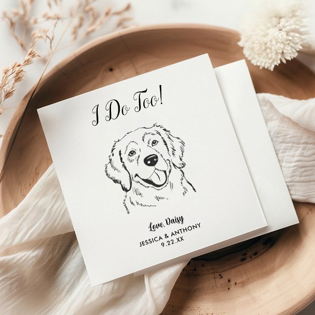 En Papier Serviette de cocktail pour mariage de chien modern (Créateur téléchargé)
