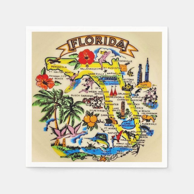 En Papier Serviette de cocktail souvenir de Floride (Devant)