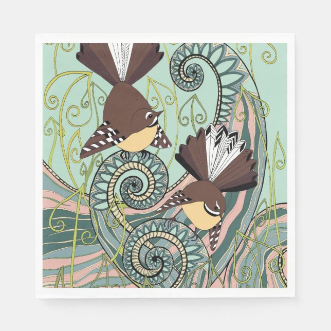 En Papier Serviette de conception d'oiseaux (Devant)