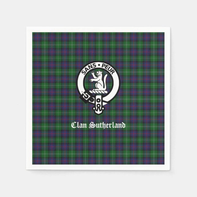 En Papier Serviette de cuisine Clan Sutherland Crest & Tarta (Devant)