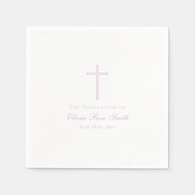 En Papier Serviette de dédicace/baptême simple pour bébé (Devant)