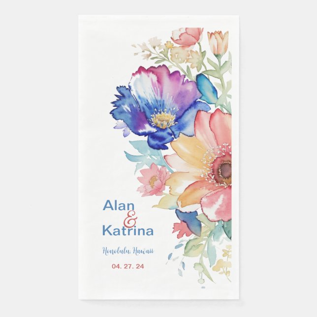 En Papier Serviette de dîner longue Bold Wildflower | Floral (Devant)