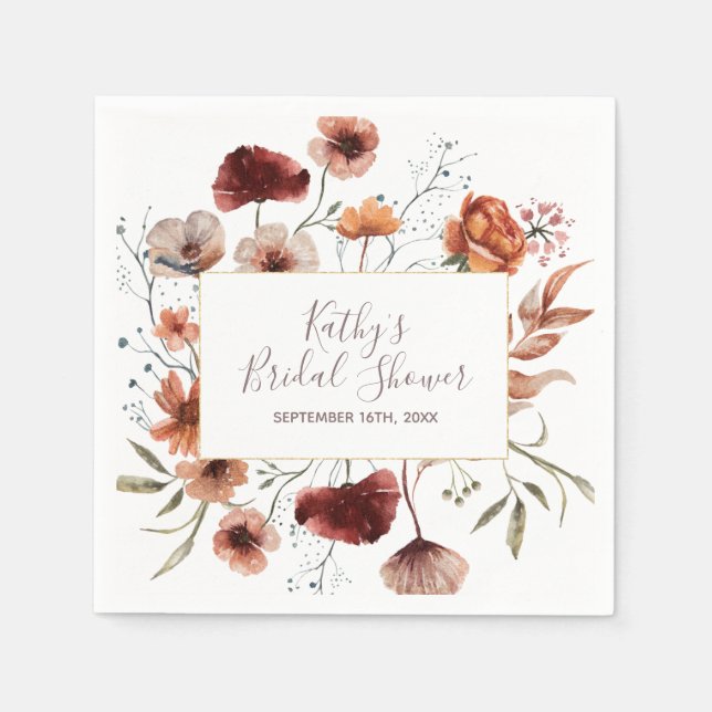 En Papier Serviette de douche de mariage aux fleurs sauvages (Devant)