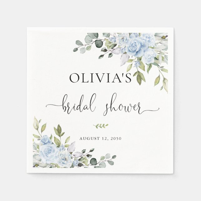 En Papier Serviette de douche de mariage botanique bleu doux (Devant)