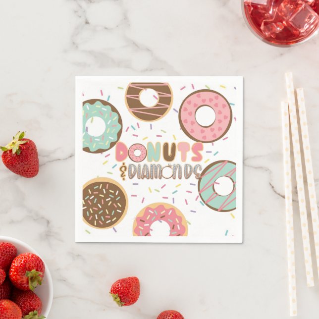 En Papier Serviette de douche de mariage Donuts & Diamonds (En situation)