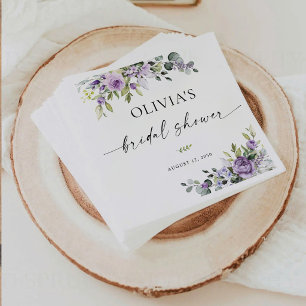 En Papier Serviette de douche de mariage florale violette él