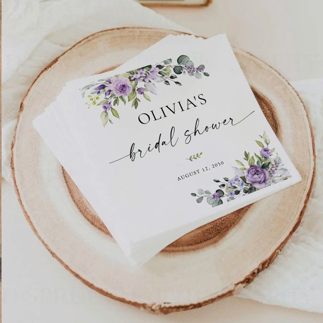 En Papier Serviette de douche de mariage florale violette él (Créateur téléchargé)