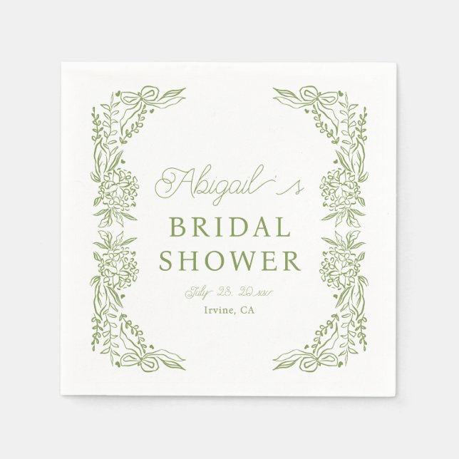 En Papier Serviette de douche de mariage Hydrangea Vert Saug (Devant)