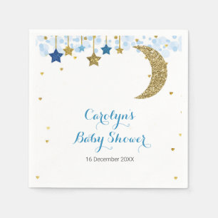 En Papier Serviette de douche de mariage lune bleue pailleté
