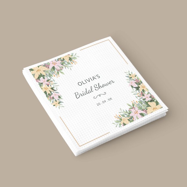 En Papier Serviette de douche de mariage romantique florale (Créateur téléchargé)